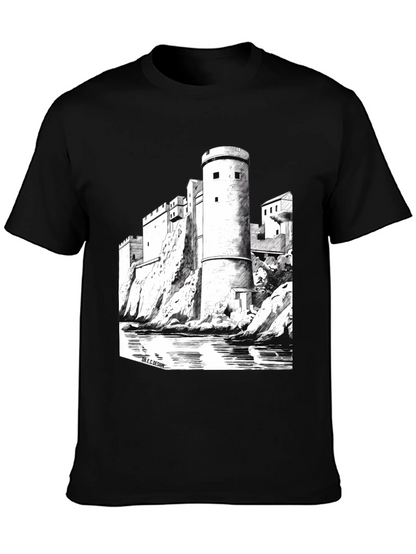 Castle Graphic Black T-Shirt | Unique Design Tee